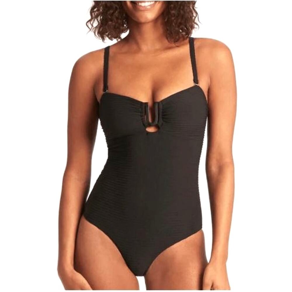 Sea Level Women's Spinnaker U Bar Bandeau One Piece Swimsuit Black Size US 8
